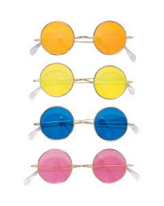 Rubies Round Coloured Hippie Glasses Assorted Colours