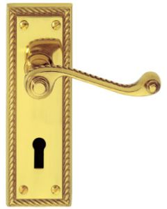 Eclipse Georgian Scroll Lever Lock Door Handle Set Polished Brass