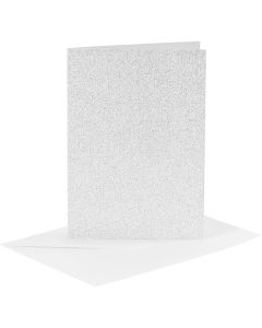 Creativ Company Card &amp; Envelopes Making Kit A6 Silver Glitter 4pk