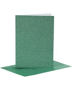 Creativ Company Card &amp; Envelopes Making Kit A6 Green Glitter 4pk