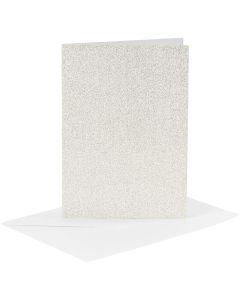 Creativ Company Card &amp; Envelopes Making Kit A6 White Glitter 4pk