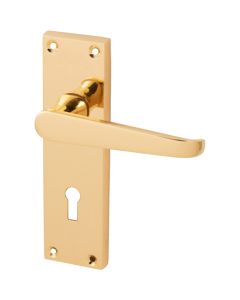 Eclipse Victorian Straight Lever Lock Door Handle Set Polished Brass