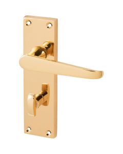 Eclipse Victorian Straight Lever Bathroom Lock Door Handle Set Polished Brass