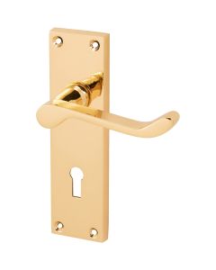 Eclipse Victorian Scroll Lever Lock Door Handle Set Polished Brass