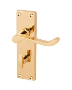 Eclipse Victorian Scroll Lever Bathroom Lock Door Handle Set Polished Brass