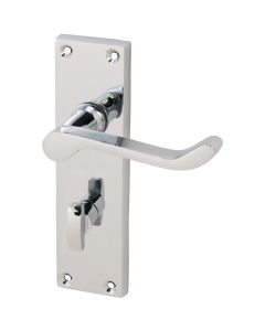 Eclipse Victorian Scroll Lever Bathroom Lock Door Handle Set Polished Chrome
