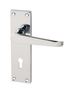 Eclipse Victorian Straight Lever Lock Door Handle Set Polished Chrome