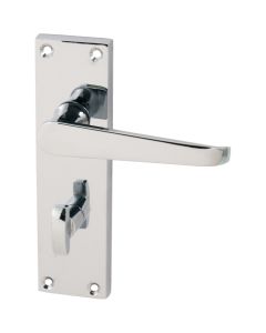 Eclipse Victorian Straight Lever Bathroom Lock Door Handle Set Polished Chrome