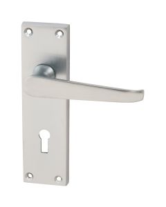 Eclipse Victorian Straight Lever Lock Door Handle Set Satin Chrome Plate