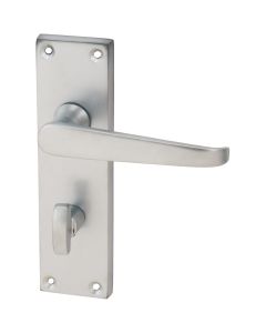 Eclipse Victorian Straight Lever Bathroom Lock Door Handle Set Satin Chrome Plate