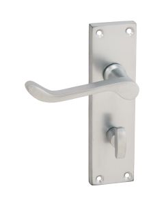 Eclipse Victorian Scroll Lever Bathroom Lock Door Handle Set Satin Chrome Polished