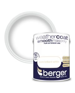 Berger Weathercoat Smooth Masonry Paint Pure Brilliant White 5L