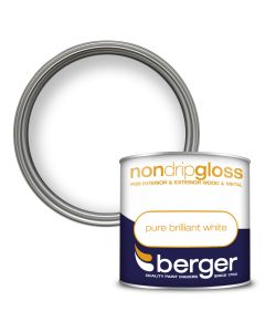 Berger Non Drip Gloss Paint Pure Brilliant White 250ml
