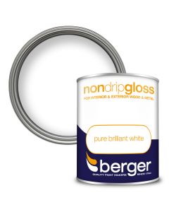 Berger Non Drip Gloss Paint Pure Brilliant White 750ml