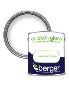 Berger Quick Dry Gloss Paint Pure Brilliant White 2.5L