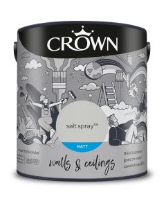 Crown Walls & Ceilings Matt Emulsion Paint Salt Spray 2.5L
