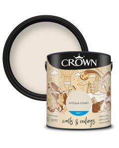 Crown Walls & Ceilings Matt Emulsion Paint Antique Cream 2.5L