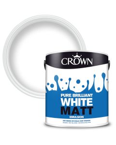 Crown Walls & Ceilings Matt Emulsion Pure Brilliant White 2.5L