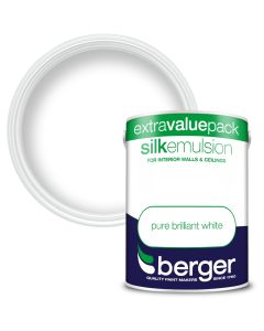 Berger Vinyl Silk Emulsion Paint Pure Brilliant White 3L