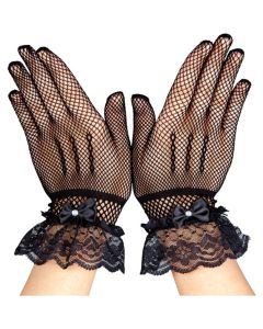 Wicked Costumes Fishnet Gloves With Lace & Diamantes