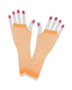 Wicked Costumes Neon Orange 80's Net Gloves Long