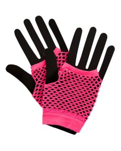 Wicked Costumes Neon Pink 80's Net Gloves Short