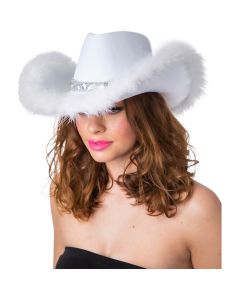Wicked Costumes White With Sequins & Marabou Feather Texan Cowgirl Hat