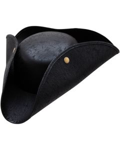 Wicked Costumes Black Distressed Faux Leather Pirate Hat