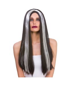 Wicked Costumes Black With Silver Streak Morticia Classic Long Wig