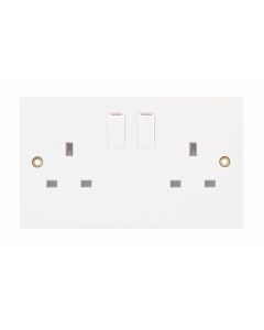 Selectric Square Edged 2 Gang DP Switched Plug Socket 13A