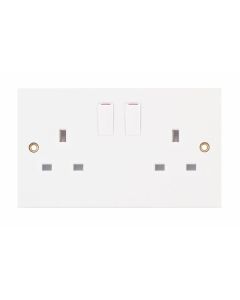 Selectric Square Edged 2 Gang SP Switched Socket 13A