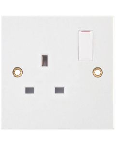 Selectric Square Edged 1 Gang SP Switched Plug Socket 13A