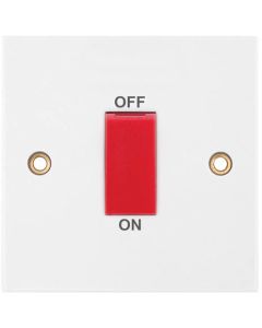 Selectric Square Edged 1 Gang DP Plate Switch - Red Rocker 45A