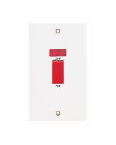 Selectric Square Edged 2 Gang DP Plate Switch With Neon - Red Rocker 45A