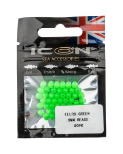 Leeda Icon Sea Accessories Beads Fluorescent Green 3mm 50pk