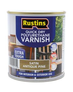 Rustins Quick Dry Polyurethane Varnish Satin Antique Pine 250ml