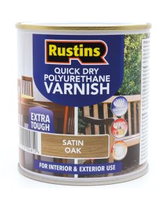Rustins Quick Dry Polyurethane Varnish Satin Oak 250ml