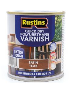 Rustins Quick Dry Polyurethane Varnish Satin Teak 250ml