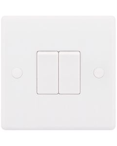 Selectric Smooth Edged 2 Gang 2 Way Light Plate Switch X-Rated 10A