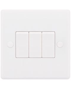 Selectric Smooth Edged 3 Gang 2 Way Light Plate Switch X-Rated 10A
