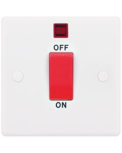 Selectric Smooth Edged 1 Gang DP Switch With Neon  - Red Rocker 45A