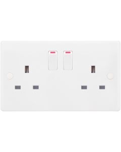 Selectric Smooth Edged 2 Gang DP Switched Plug Socket 13A