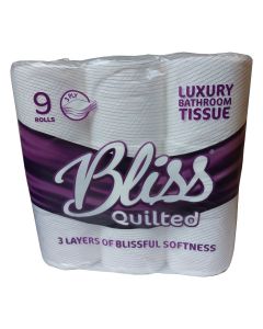 Bliss Quilted Bathroom Tissue 3Ply 9Pk