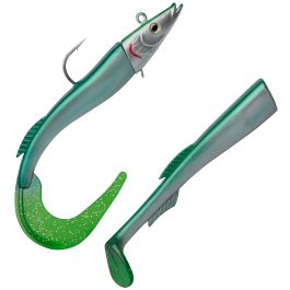 Leurre Souple Berkley PowerBait Sandeel 15cm - Pour Bar, Cabillaud, Colin En Eau Salée - Parfumé, 2 Queues (curly/paddle) - Vrai Maquereau - 9