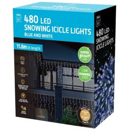Festive Magic LED Snowing Icicle Lights 480 Blue & White